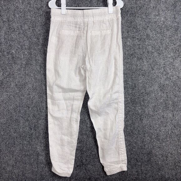 Athleta Pants Womens Size 6 Beige Cabo Linen Jogger Cheetah Print Casual - Picture 2 of 10